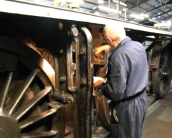 This is the left side receiving the inevitable cleaning, in this case to the motion bracket behind the motion girder.