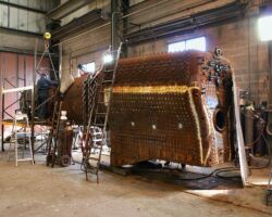 The boiler in position in the boilershop. Image: John Oates