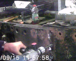 A close up of the drill in use.