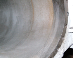 A close up of the right hand cylinder after re-boring.