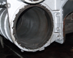 The right hand cylinder after re-boring. It is now 0.040” larger.