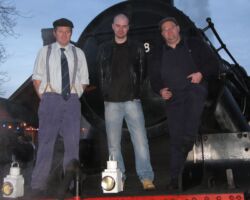 Driver Dave Evans, SVR Fitter Will Marsh and Fireman Kevin Cronin at Highley prior to the last run to BN - pic: John Tidmarsh