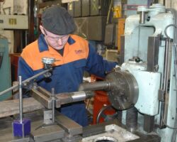 Josh Harvey machining one of 13268's brake cross shafts. 21.01.17 Image: Ian Bramble