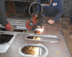 Another view of work of the bottom of the drag box.