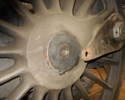 The Left hand end of the rear driving axle wire brushed clean ready for ultra-sonic crack testing (the other axles underwent the same work last week).