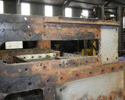 The corrosion and wastage on the outside of the left hand main frame where the sub-floor was.