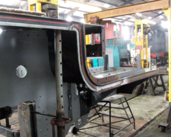 The driver’s side running plate and lower cab floor is being rebuilt with new steel where needed.