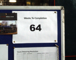 The countdown continues: 62 weeks until she is scheduled to return to traffic! The updated notice of projected and current work shows what is and is about to happen.