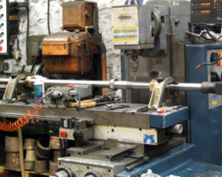 Work has been ongoing on many parts in the machine shop. This is one of the two new valve spindles being machined in the CNC miller.