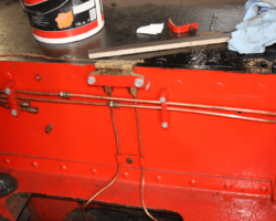 The finished lubrication pipework in position.