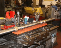 One of the newly machined valve spindles with an original behind it. Just a couple of holes need drilling and a slot cutting to complete this one.