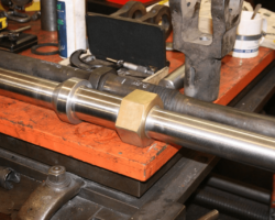 A close up of the same spindle showing one of the new nuts in place.