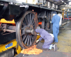 Work on the other side is ongoing; John Ashton and Dave Busk attempt to catch up.