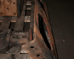 From this end view the wasting and bending of the top plate is more evident.