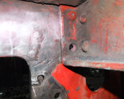 From between the frame, things don’t seem as bad, but the two welded repairs are obvious.