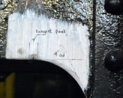 Some of the marks on the old plate section, to be transferred to the new one.