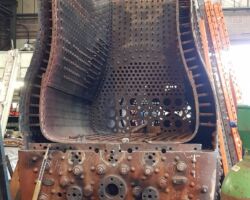 But the most positive news is that work has restarted on the boiler! The firebox backplate has been removed, both inner and outer, and the outer sent away to the South Devon Railway to have a replacement made from new steel. More news as it happens!