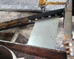 The pony truck has also been the focus of the riveters’ attention and the new steel is now permanently attached and, needless to say, has also been attacked by the Fund’s painters..