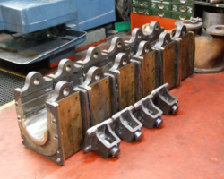 In the machine shop, all coupled axleboxes have been white metalled ready to be turned to match the corresponding journal size.