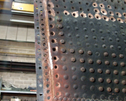 At the firebox end, the wasted section area at the rear of the copper sidesheet has been ground.