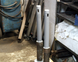 The intermediate tender buffers, painting in progress before these too are refitted.