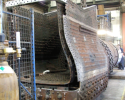 With these in place the lower outer sides can be cut off preparatory to new steel being welded into these positions.