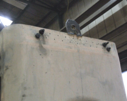 With the new section in position, many holes drilled and temporary bolts fitted.