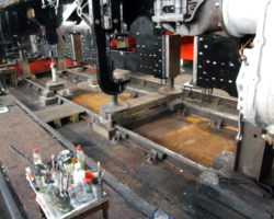 The site below the engine had become congested with timber packing, dirt, paint tins and forgotten tools. All have been removed, the remaining packing pieces have weight on them so cannot be retrieved until the engine is raised. Only the painters’ workbench is left to move!