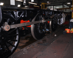 The Right hand side looking towards the front of the loco with the rods in place.