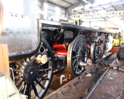 So the engine finally reached its rightful height with the wheels now fitted.