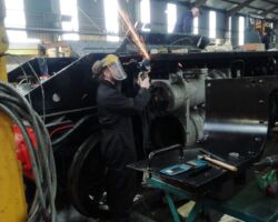 Angle grinding the running plate.