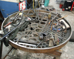 And it is easy to see that work on the new front tube plate continues prior to fitting it.