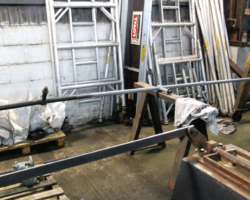 And, of course, the painters were busy! This is one of the boiler handrails, partly cleaned and with a first coat of grey primer.