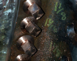 So what do patch screws look like? This is a close up on the fire side. The square heads will eventually be removed.