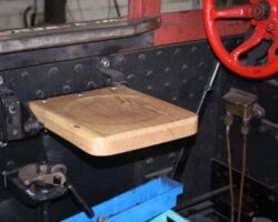 The driver’s side seat also in position temporarily.