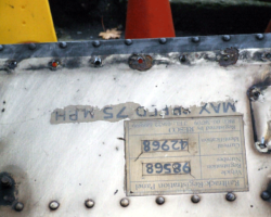 A casualty of the paint stripping was that the main line running identity panel disappeared. Attempts to remove it whole were unsuccessful as it proved very brittle, so only photographic evidence now remains.