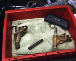Some of the internal components, one for each outlet to the steam chests and cylinders.
