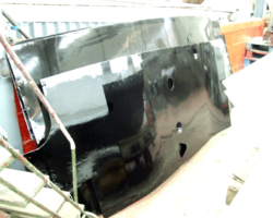 Keeping it company are some firebox cladding sheets in their first gloss black coat.