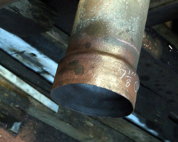 ...the other end of which has been thoroughly cleaned to make a good mating surface.