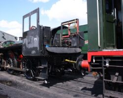 The loco chassis being positioned in the yard by the 08 shunter.