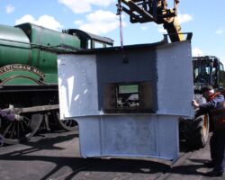 The cab roof about to be turned over ready to fit.
