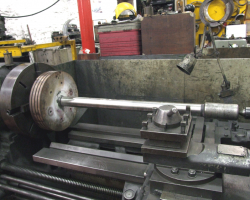 It was then mounted between centres in the lathe.