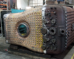In the boiler shop, more stays have been fitted to the backplate, with very few now outstanding.