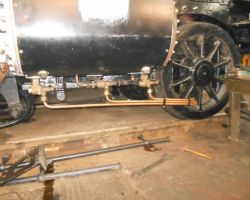 The cylinder drain cock pipework in position.