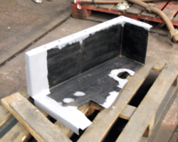 This piece of sheet metal had defied attempts to find it over a long period, but suddenly turned up a few weeks ago. It is the box which fits over the front end of the reverser where it protrudes from the cab. Needless to say, repainting has begun.