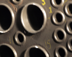 A close up of the firebox. The small tubes have been beaded to protect the ends from the flames.