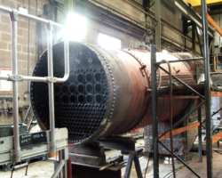 The boiler as first seen from the front showing the bare patch.