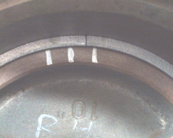 A close up of the ring, with the cut, top.