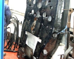 The assembly firmly secured to the wall, awaiting the boiler to so it can be finally fitted.