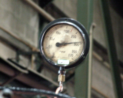 The gauge on its way past 300 p.s.i.
